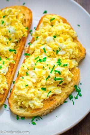 Scrambled Eggs and Toast Breakfast